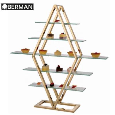 China Commercial Fashion Hotel Kitchen Equipment 5 Tier Cakes Stands Banquet Buffet Display For Sale for sale