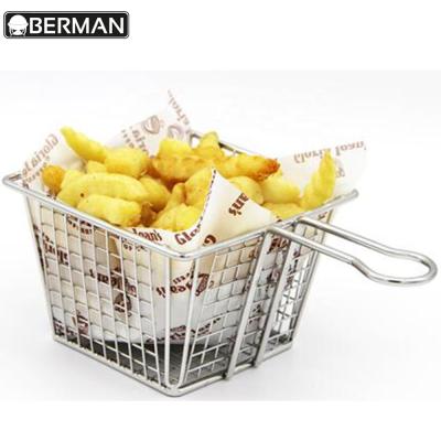 China Fashion Stainless Steel Food Accessories Snacks Metal French Fries Baskets Warmer Rack for sale