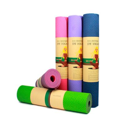 China Durable Yoga Mat TPE6MM Two Color Tasteless Non-Slip Durable Fitness Mat for sale