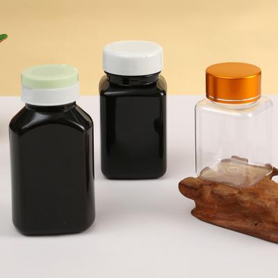 China 120cc 150cc 200cc 250cc Vitamin Pill Bottle Black Square Shape PET Bottle for sale