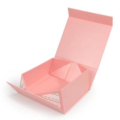 China Customized Innovative Biodegradable Packaging Pink Collapsible Gift Boxes With Silk for sale