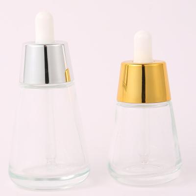 China Water Shape 1oz Hair Oil Glass Empty Dropper Bottles Cosmetic Essential Oil Bottle for sale