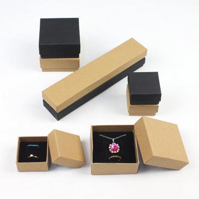 China Custom Jewelry Kraft Paper Packaging Box Ring Bracelet Box 9*9*3.2cm for sale