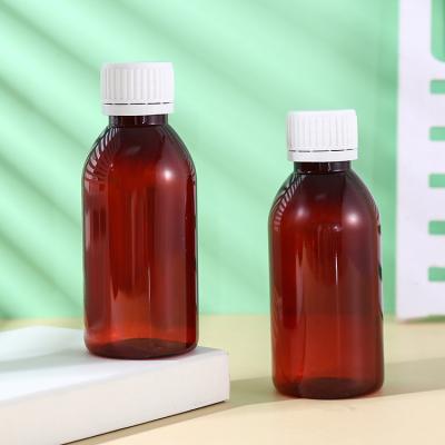 China Promethezine PET Collar Material 100ml 120ml 3oz 4oz Amber PET Cough Syrup Bottles Plastic Bottle Lean Bottle for sale