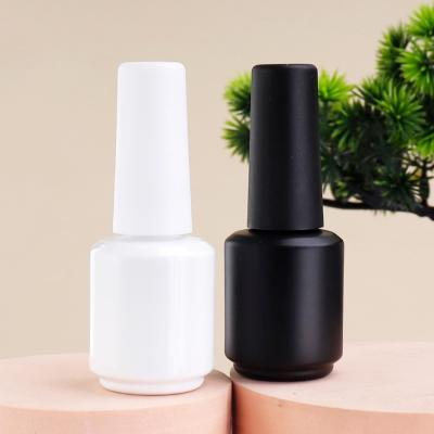 China 2025 Empty 8ml 15ml Brown Glass Round Nail Polish Bottles With Cap and Fan Brush for Nail Art Hot Stamping Graphic Design for sale