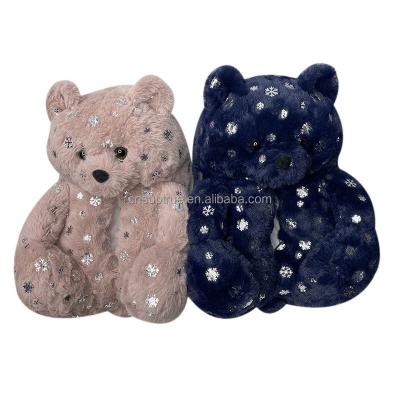 China Wholesale Fabrics Accessories Teddy Bear Slippers For Women Girls for sale