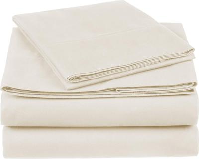 China 100% Set - 300 Thread Count Plain Cotton Sheet Percale - Deep Pocket - Luxury Quality Bedding - 4 Piece (Queen Cream) for sale