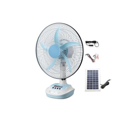 China DC Mini Solar Powered AC 16 Inch Electric Fan Battery Rechargeable Table Energy Fan With Led Light for sale