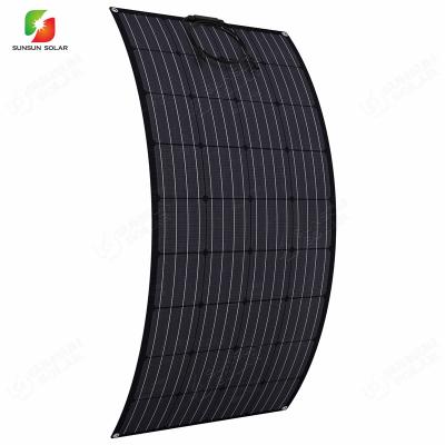 China New Promotion Ship Promotion ALL BLACK Flexible Solar Panel 180W 18V ETFE Monocrystalline Semi Flexible PV Solar Panel RV Solar Panels for sale