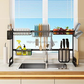 China Sustainable Kitchen Dish Drying Storage Rack Over Sink Stainless Steel Dish Rack for sale