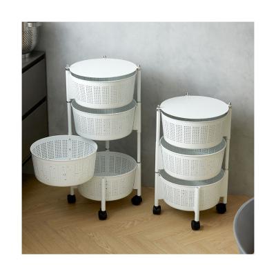 China Kitchen Storage Trolley Vegetable Storage Rack Fruit Basket Rotating Rack for sale