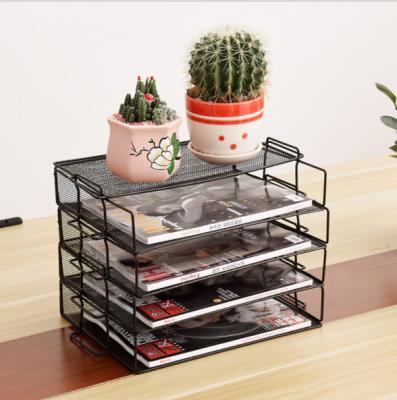 China Stocked Double handle Stackable Desktop document tray File Organizer Document rack Organizer Shelf for sale