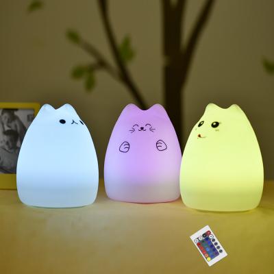 China Modern LED Night Light Silicone Cat Shape Rechargeable Baby Feeding For Breast Feeding With Remote Control for sale