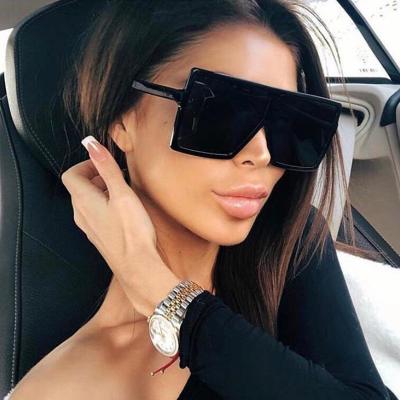 China Fashion Sunglasses 2021 Trendy Fashion Trending Flat Top Cheap Big Square Sun Glasses Frame Oversized Shaped Rectangle Shades Sunglasses for sale