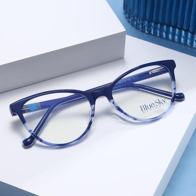 China Acetate optical frames Stylish Adult Women Cat Eye Acetate Frames Anti Blue Light Blocking Computer Optical Eye Glasses for sale