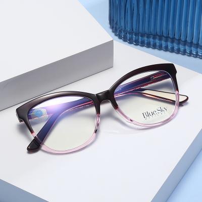 China Acetate optical frames Retro Beautiful Blue Light Blocking Lens Acetate Frame Optical Eyeglass Glasses for sale