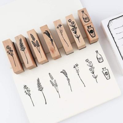 China Custom Clear Retro Decoration Diy Theaceae Combination Lettering Wooden Rubber Stamp Molding Rubber Stamp Set for sale