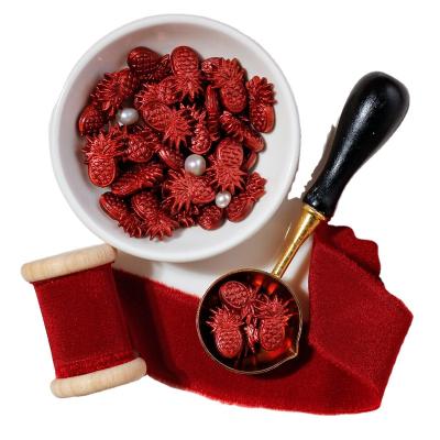 China Eco-friendly Wax Seal Stamp Beads Red Pineapple Wax Seal Beads Holiday Sealing Wax Beads for sale