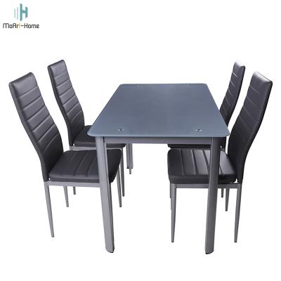 China (Other)Adjustable Nordic Modern Dining Room Furniture Dining Table Set With Dining Set Of 6 Chairs PVC Leather Chairs for sale