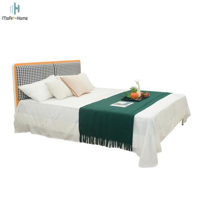 China Eco-Friendly Powder-Coated Modern Bed Headboard Fabric Frame Soft Metal Design, Queen Size Dorm Beds Particleboard Wood Core for sale