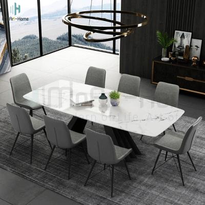 China Eco-friendly Luxury Carbon Steel With Marble Dining Table Set Furniture Dine Room Chairs Dining Tables Modern for sale