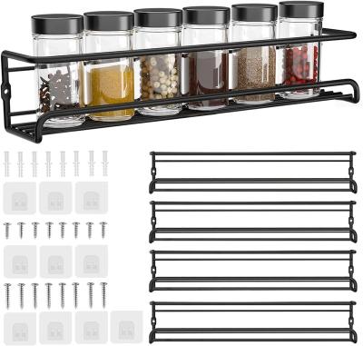 China Wall Mounted Kitchen Spice Rack (Height) Adjustable Spice Racks Organizer 4 Tier Metal Spice Rack For Kitchen for sale