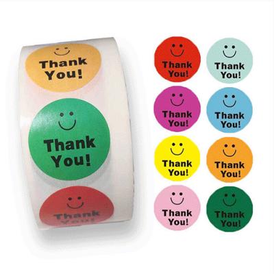 China Thumb Muti Logo Roll Round Thank You custom wholesale scratch- 2 for your order sticker label for sale