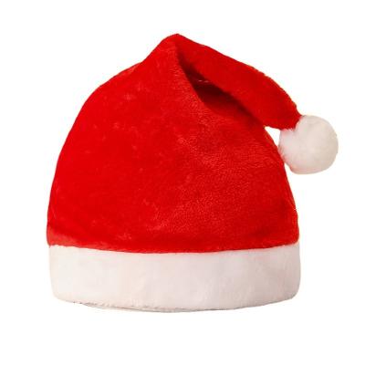 China Christamas Decoration Short velvet hat Festival Party Decoration Red Xmas hat Non Woven Ultra Soft Santa Hats Children Adult Classic Santa Claus Chris for sale