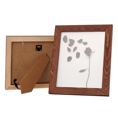 China Best Selling Fashionable Honey Brown Shatterproof Artificial Glass Eco Natural Wooden Photo Frame for sale