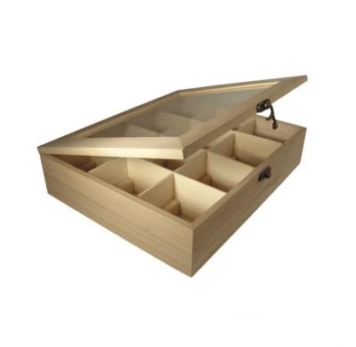 China Handmade Wholesale Wooden Chest Box Wooden Tea Factory Tea Storage Box with 12 Compartments for sale