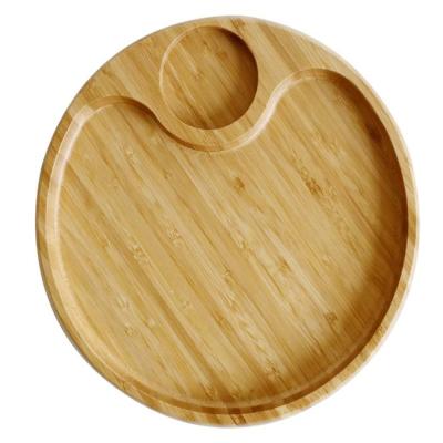 China Eco-Friendly Chip Serving Tray Eco-Friendly Bamboo Round Wooden Serving Platter Bamboo Wood Serving Platter for sale