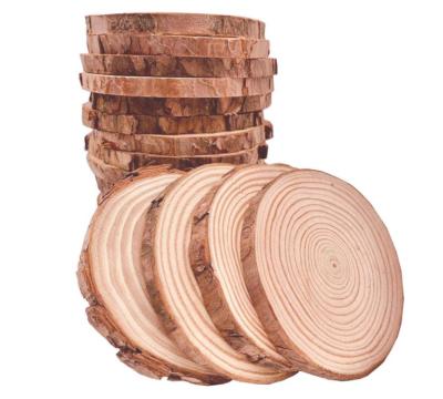 China Europe 20 Pcs Craft Wooden Circles Christmas Rustic Wedding Decor DIY Crafts Unfinished Natural Wood Slices With Bark for sale