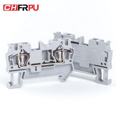 China CHFRPU ST4 4mm2 DIN Spring Terminal Block Brass Rail Combo Spring Terminal Block for sale