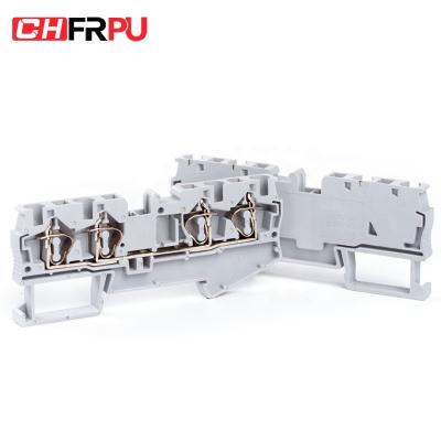 China CHFRPU ST4-QUATTRO 4mm2 DIN Brass Rail Combined 2 Spring In Terminal Block 2 Retract Spring Terminal Block for sale