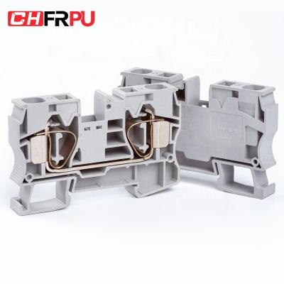 China CHFRPU ST16 16mm2 DIN Spring Terminal Block Pullout Spring Cage Brass Rail Combo Terminal Block for sale