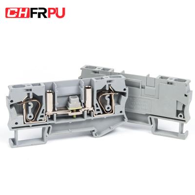 China CHFRPU ST6S 6mm2 DIN Spring Terminal Block Brass Rail Combined Withdrawal Spring Testing Terminal Block for sale