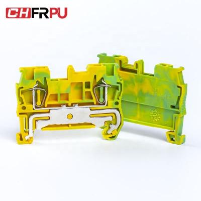 China CHFRPU ST1.5-PE 1.5mm DIN Rail Spring Brass Block Ground Terminal Brass Grounding Terminal Block for sale