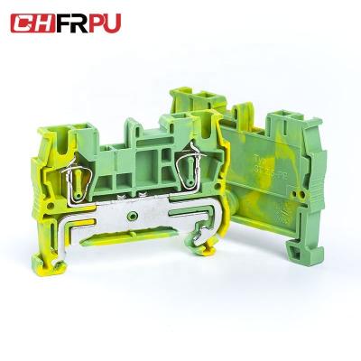 China CHFRPU ST2.5-PE 2.5mm2 DIN Brass Rail Spring Block Ground Terminal Brass Grounding Terminal Block for sale