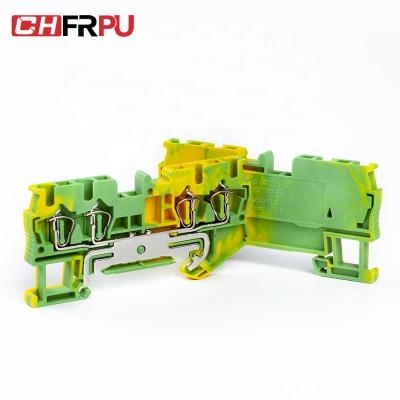 China CHFRPU ST2.5-QUATTRO-PE 2.5mm2 DIN Rail Spring Brass Block Ground Terminal Brass Grounding Terminal Block for sale