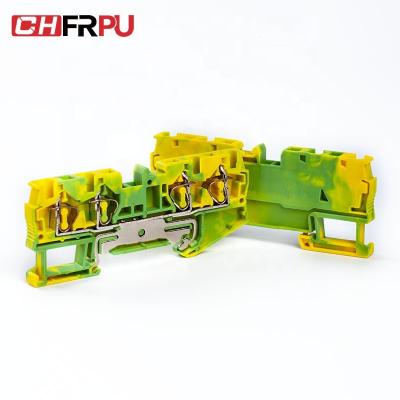 China CHFRPU ST4-QUATTRO-PE 4mm2 DIN Rail Spring Brass Block Ground Terminal Brass Grounding Terminal Block for sale