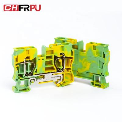 China CHFRPU ST10-PE 10mm2 DIN Rail Spring Brass Block Ground Terminal Brass Grounding Terminal Block for sale