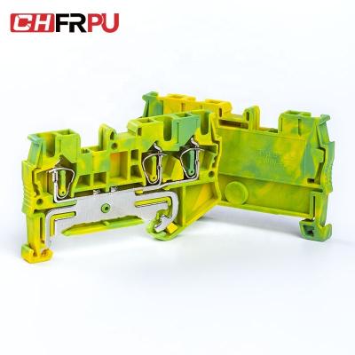 China CHFRPU ST2.5-TWIN-PE 2.5mm2 DIN Rail Spring Brass Block Ground Terminal Brass Grounding Terminal Block for sale