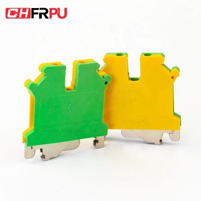 China CHFRPU USLKG3 2.5mm2 DIN Rail Screw Ground Terminal Block Brass Earthing Terminal Blocks For UK3N for sale