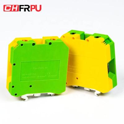 China CHFRPU USLKG50 50mm DIN Rail Screw Ground Terminal Block Brass Earthing TB For UK50N #N/A for sale