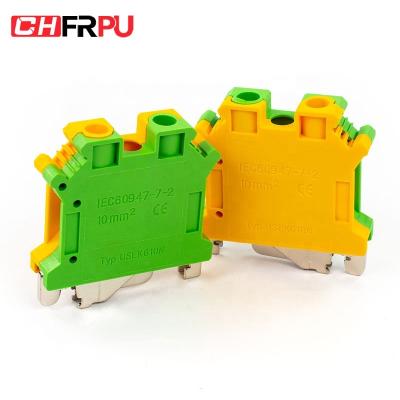 China CHFRPU USLKG10 10mm2 DIN Rail Screw Ground Terminal Block Brass Earthing TB For UK10N #N/A for sale