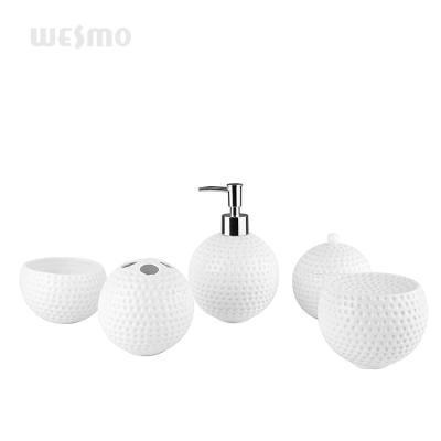 China Porcelain Bathroom Accessories Ceramic Set Decoration Like Round Shape Simple Modern Golf for sale