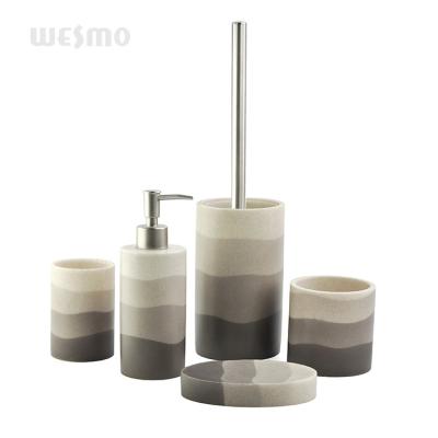 China Natural Bathroom Decor Sandstone Polyresin Bathroom Set Bathroom Accessories for sale