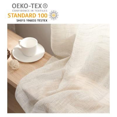 China Breathable Style Textured Linen Transparent Wicking Curtain Fabric Semi Sheer for sale