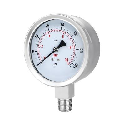 China Made in Y100BF 100mm Double Graduated Bar/PSI Display Stainless Steel Pressure Gauge for sale