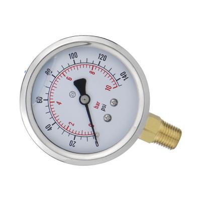 China Stainless Steel Case Glycerin Filled Pressure Gauge with 2.5% Accuracy and OEM Bezel for sale